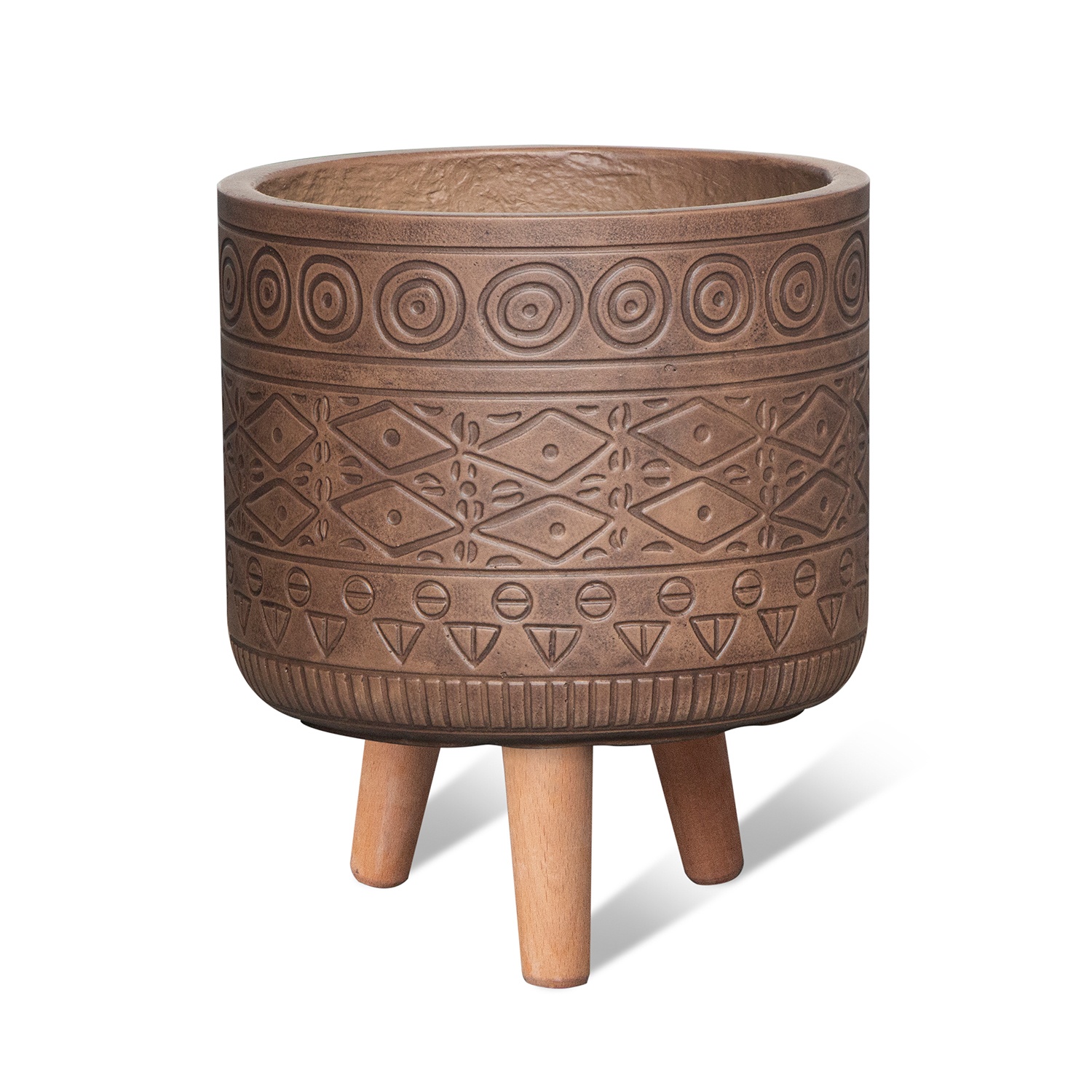 bloempot op poten bohemian bruin