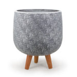 MA'AM Pottery Lara - verhoogde bloempot - wit - op standaard - bloemenprint