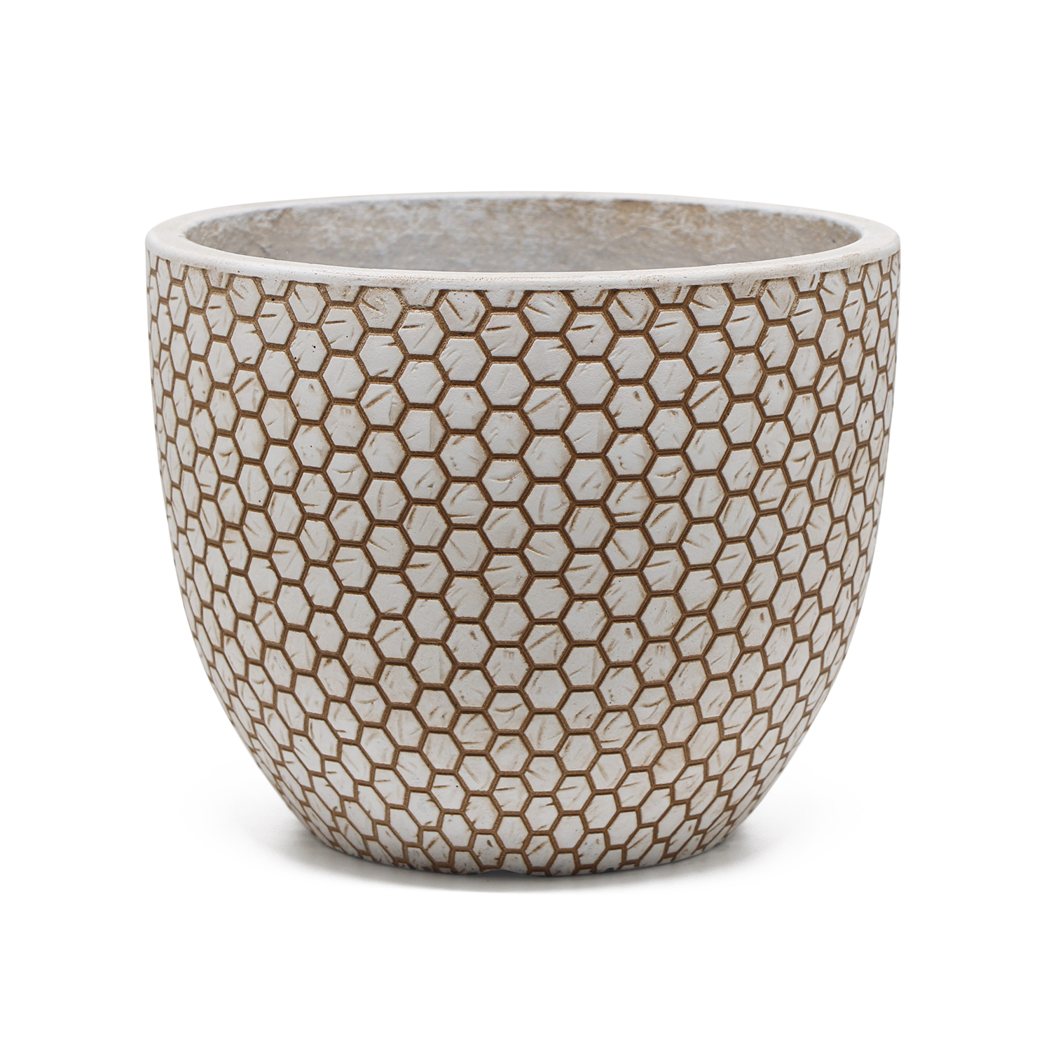 MA'AM Pottery Mila - honeycomb bloempot - beige - honing graat decoratie