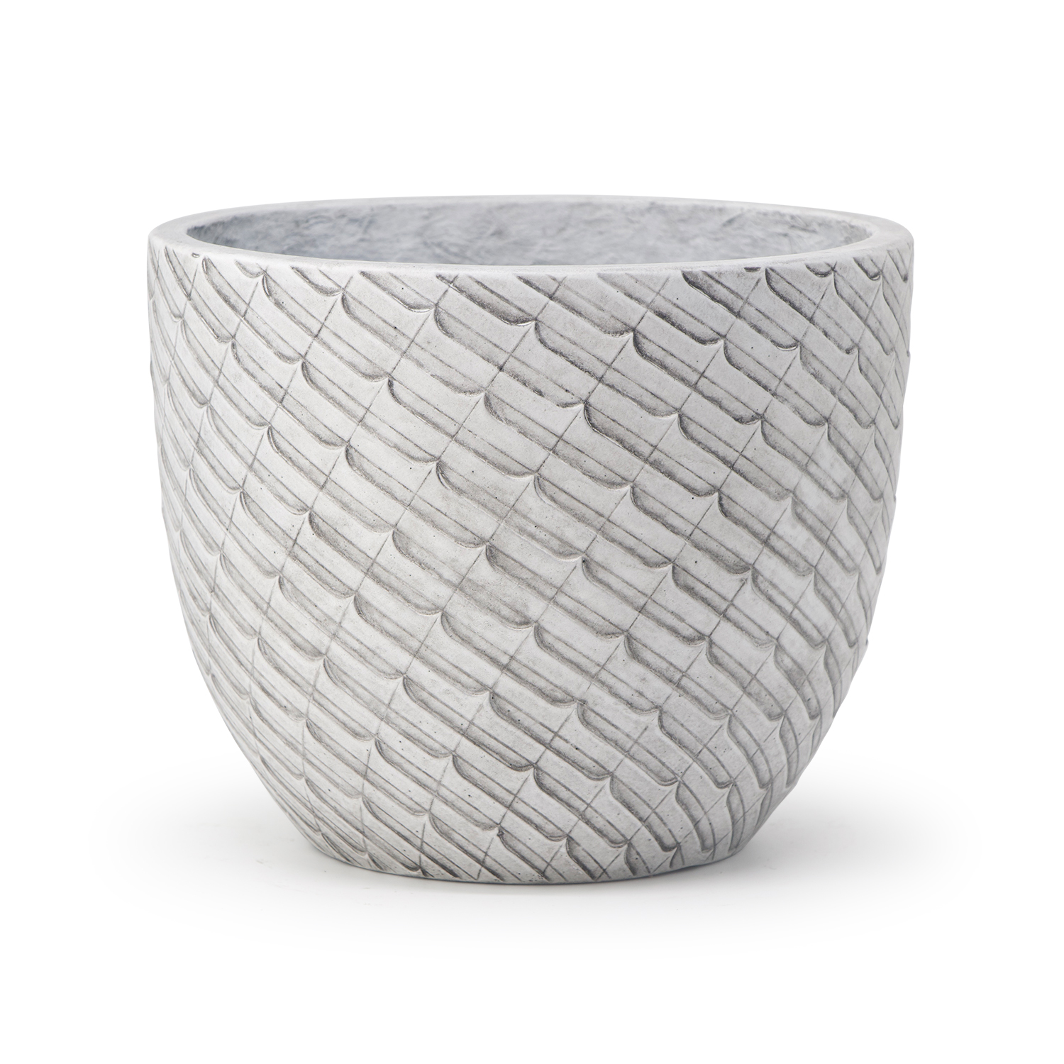 MA'AM Pottery Mira - witte bloempot voor buiten - golvende lijnen