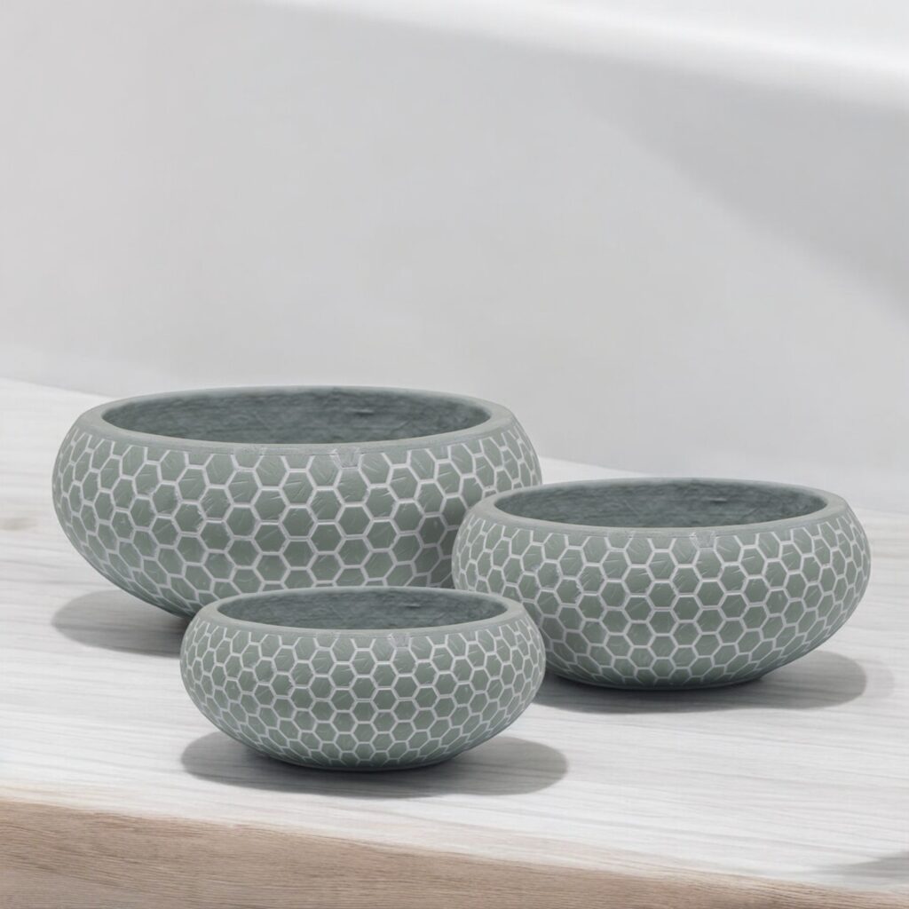 groene plantenbak schaal set ambiance photo - honeycomb bloemenschaal